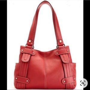 Beautiful Tignanello Red Buckle Shoulder Bag, Tignanello Genuine Leather Purse